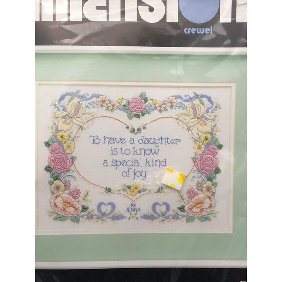 Dimensions Crewel Kit Daughter Cross-Stitch 12"x9" Mat Gift From Mom VTG 1992 - Picture 2 of 6